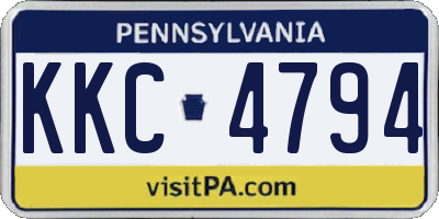 PA license plate KKC4794