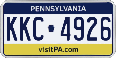 PA license plate KKC4926
