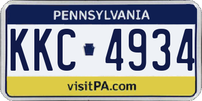 PA license plate KKC4934