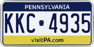 PA license plate KKC4935