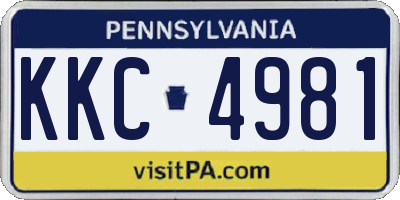 PA license plate KKC4981