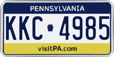 PA license plate KKC4985