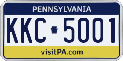 PA license plate KKC5001