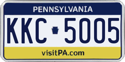 PA license plate KKC5005