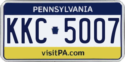 PA license plate KKC5007