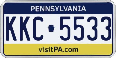 PA license plate KKC5533