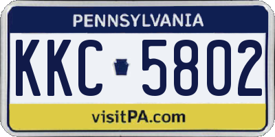 PA license plate KKC5802