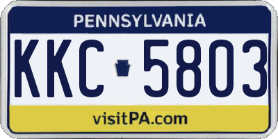 PA license plate KKC5803