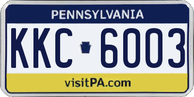 PA license plate KKC6003