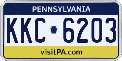PA license plate KKC6203
