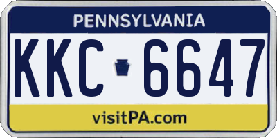 PA license plate KKC6647