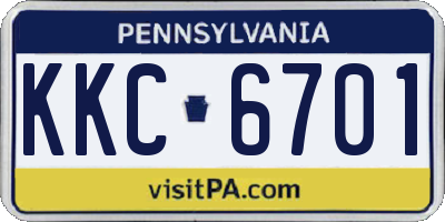 PA license plate KKC6701