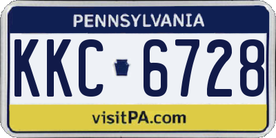 PA license plate KKC6728