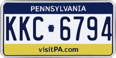 PA license plate KKC6794