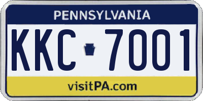 PA license plate KKC7001