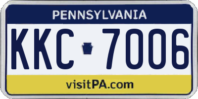 PA license plate KKC7006