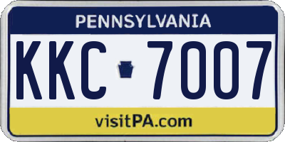 PA license plate KKC7007