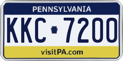 PA license plate KKC7200