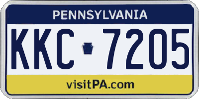 PA license plate KKC7205
