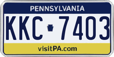 PA license plate KKC7403