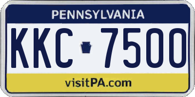 PA license plate KKC7500