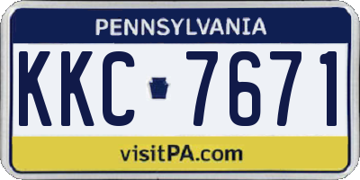 PA license plate KKC7671