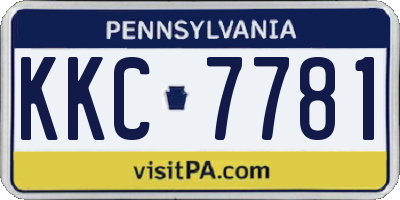 PA license plate KKC7781