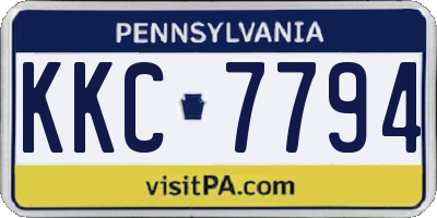 PA license plate KKC7794