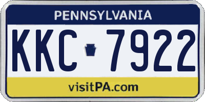 PA license plate KKC7922