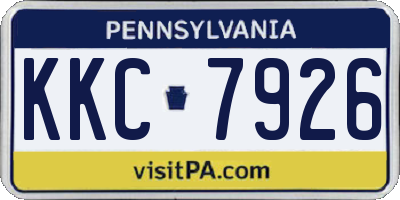 PA license plate KKC7926