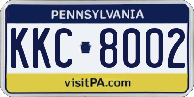 PA license plate KKC8002