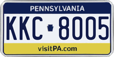 PA license plate KKC8005