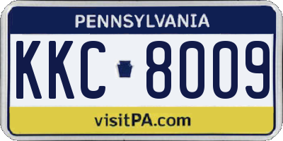 PA license plate KKC8009