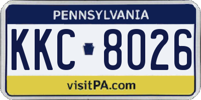 PA license plate KKC8026
