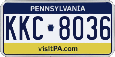 PA license plate KKC8036