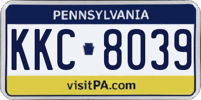 PA license plate KKC8039