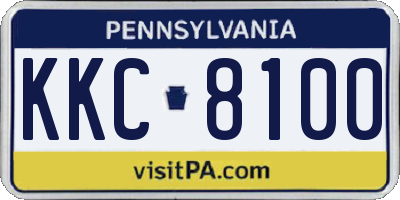 PA license plate KKC8100