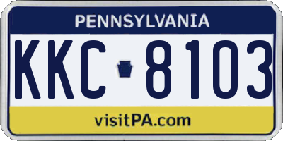 PA license plate KKC8103