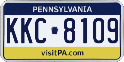 PA license plate KKC8109