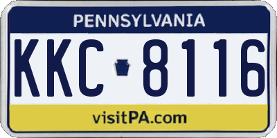 PA license plate KKC8116