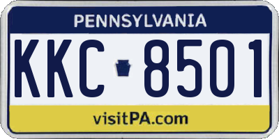 PA license plate KKC8501