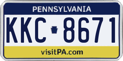 PA license plate KKC8671