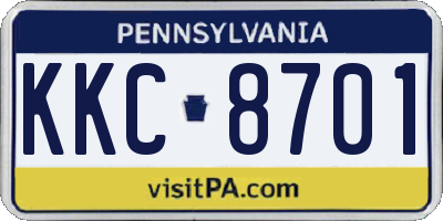 PA license plate KKC8701