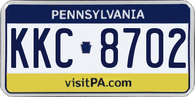 PA license plate KKC8702