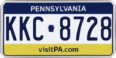 PA license plate KKC8728