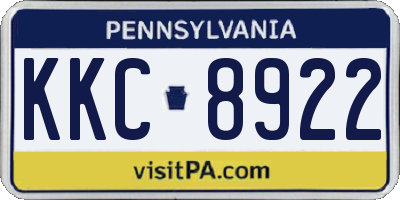 PA license plate KKC8922