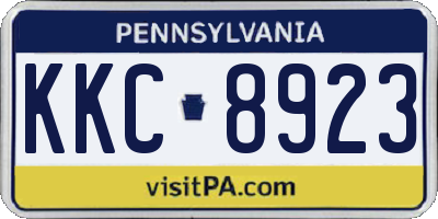 PA license plate KKC8923