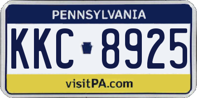 PA license plate KKC8925