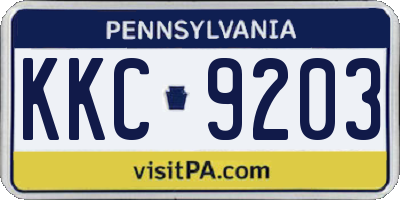 PA license plate KKC9203