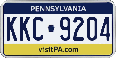 PA license plate KKC9204